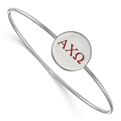 Sterlingsilber Rhodiniert Logoart Alpha Chi Omega Emailliert Schieber auf Armreif Armband