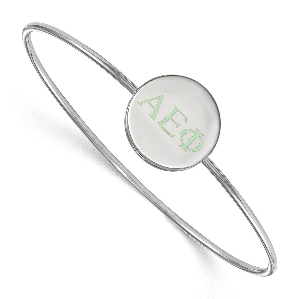 Sterlingsilber S. Rhodiniert Logoart Alpha Epsilon Phi Emailliert Schieber auf Armreif Armband