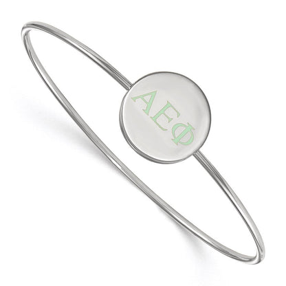 Sterlingsilber S. Rhodiniert Logoart Alpha Epsilon Phi Emailliert Schieber auf Armreif Armband