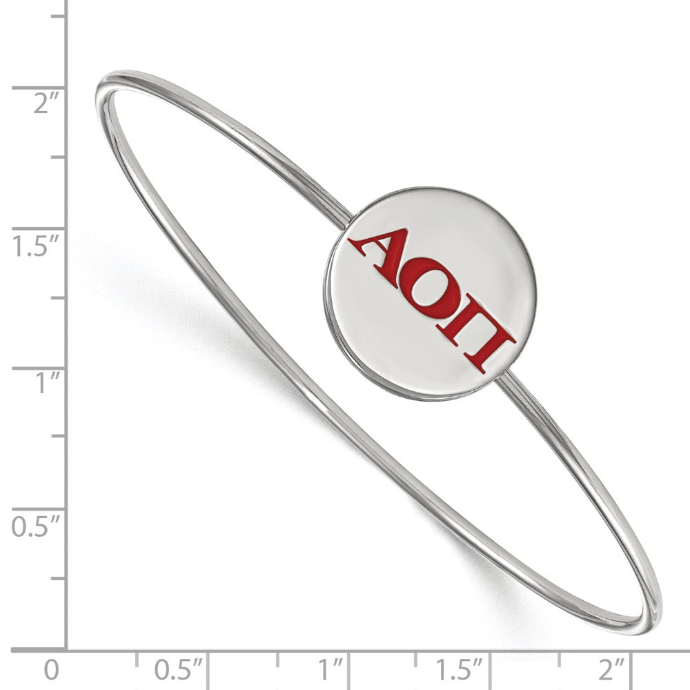 Sterlingsilber S. Rhodiniert Logoart Alpha Omicron Pi Emailliert Schieber-on Armreif