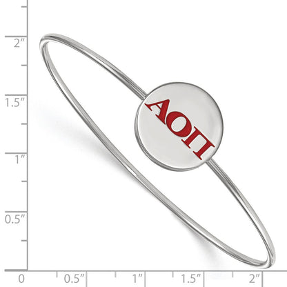 Sterlingsilber S. Rhodiniert Logoart Alpha Omicron Pi Emailliert Schieber-on Armreif