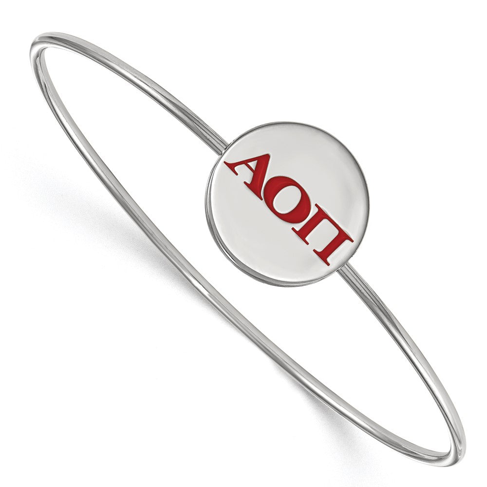 Sterlingsilber S. Rhodiniert Logoart Alpha Omicron Pi Emailliert Schieber-on Armreif