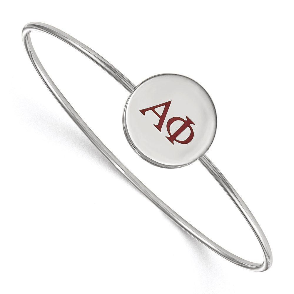 Sterlingsilber Rhodiniert Logoart Alpha Phi Emailliert Schieber auf Armreif Armband