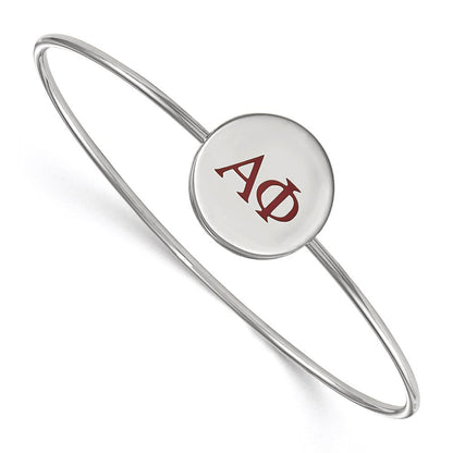 Sterlingsilber Rhodiniert Logoart Alpha Phi Emailliert Schieber auf Armreif Armband