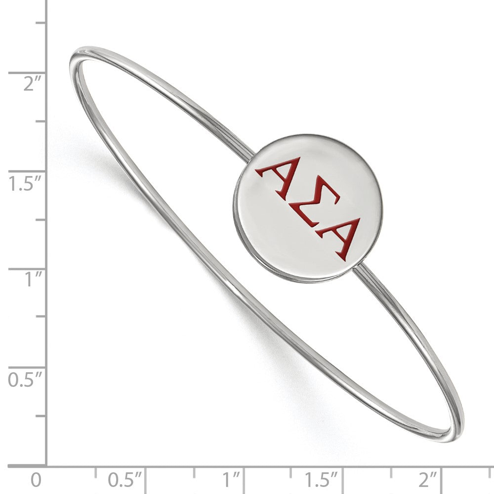 Sterlingsilber S. Rhodiniert Logoart Alpha Sigma Emailliert Schieber auf Armreif Armband