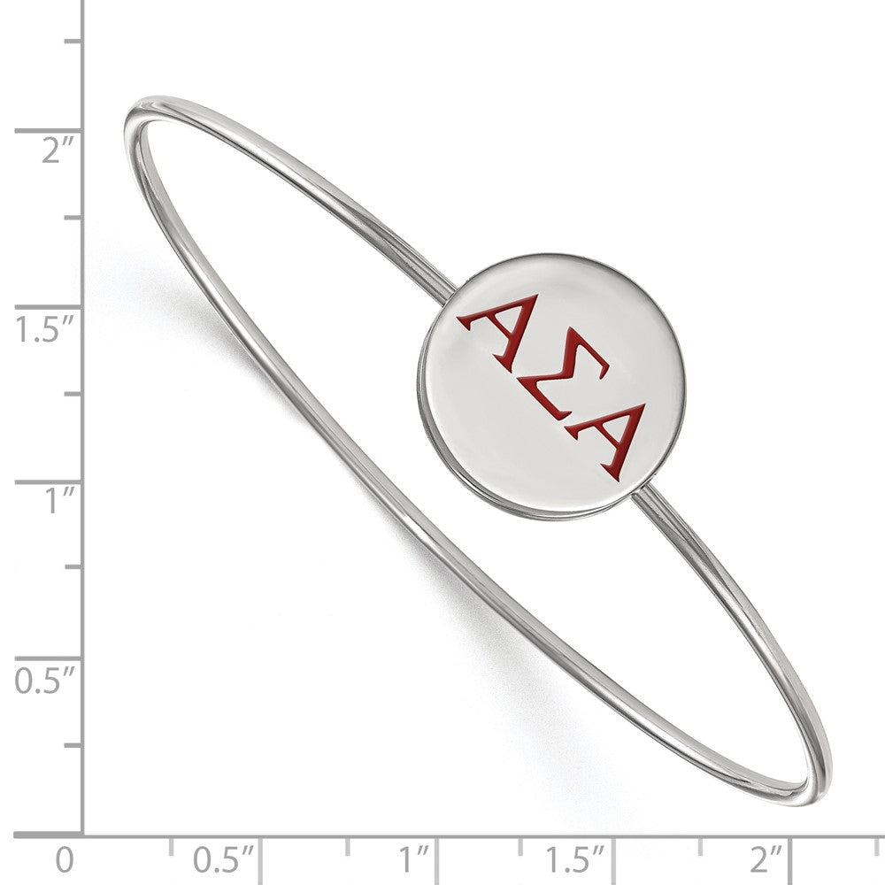 Sterlingsilber S. Rhodiniert Logoart Alpha Sigma Emailliert Schieber auf Armreif Armband