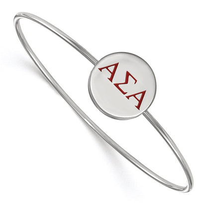 Sterlingsilber S. Rhodiniert Logoart Alpha Sigma Emailliert Schieber auf Armreif Armband