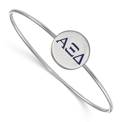 Sterlingsilber Rhodiniert Logoart Alpha Xi Delta Emailliert Schieber auf Armreif Armband