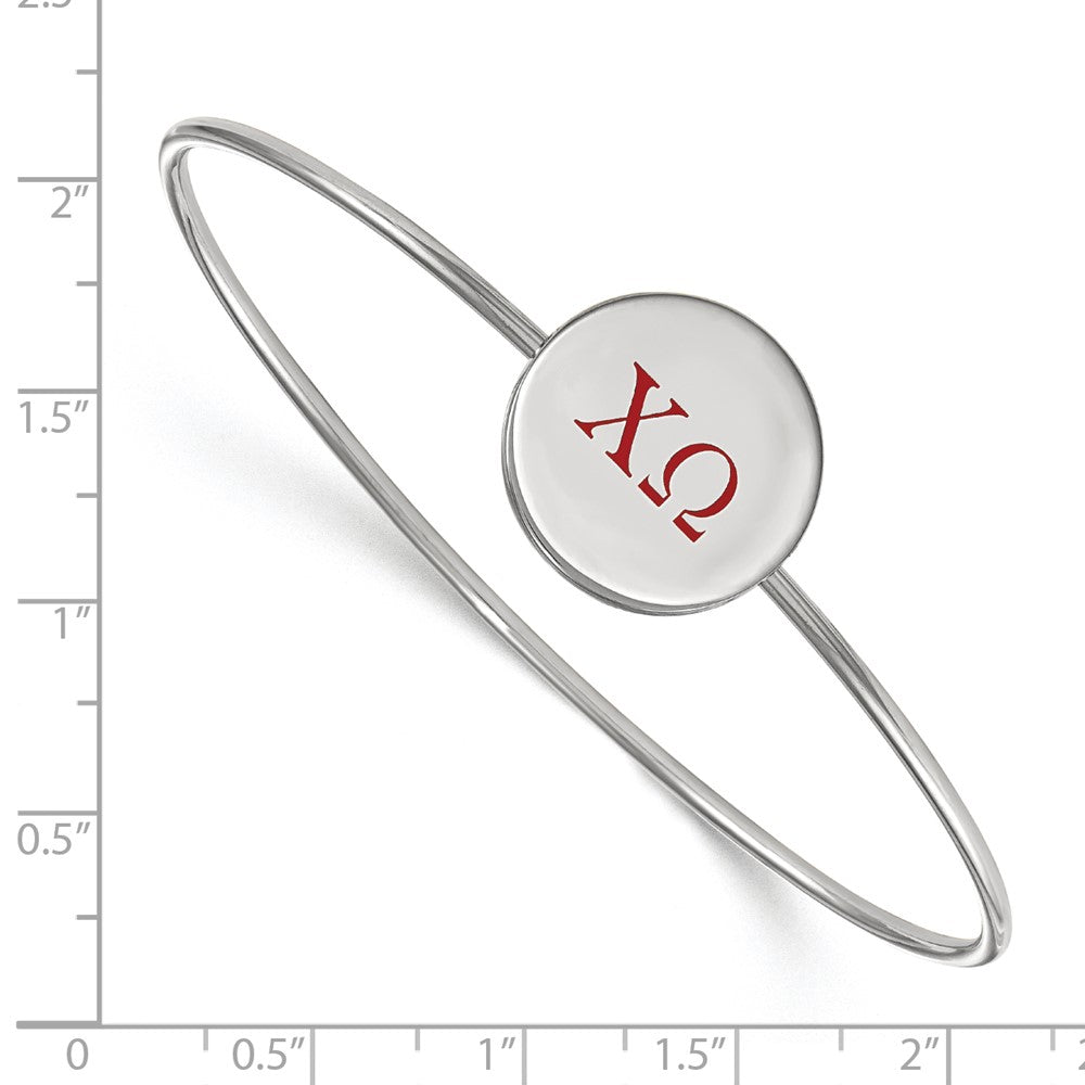 Sterlingsilber Rhodiniert Logoart Chi Omega Emailliert Schieber auf Armreif Armband