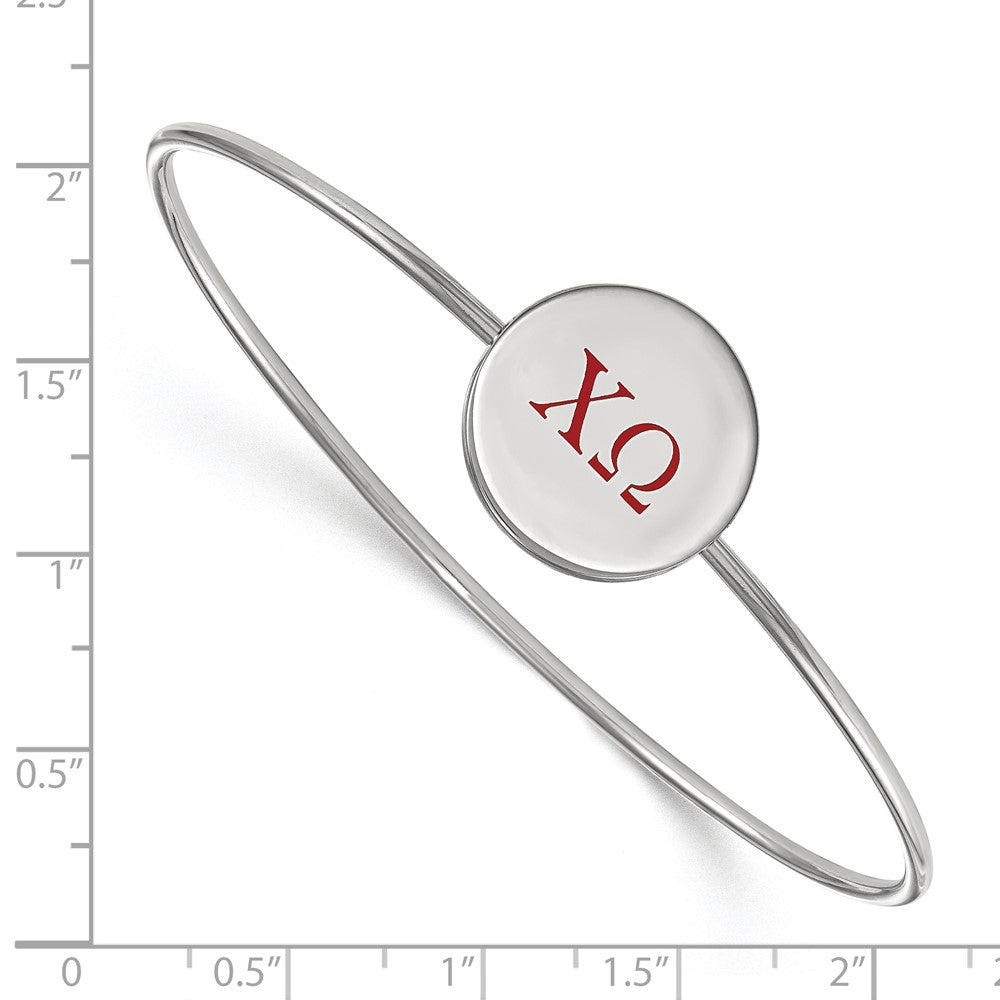 Sterlingsilber Rhodiniert Logoart Chi Omega Emailliert Schieber auf Armreif Armband