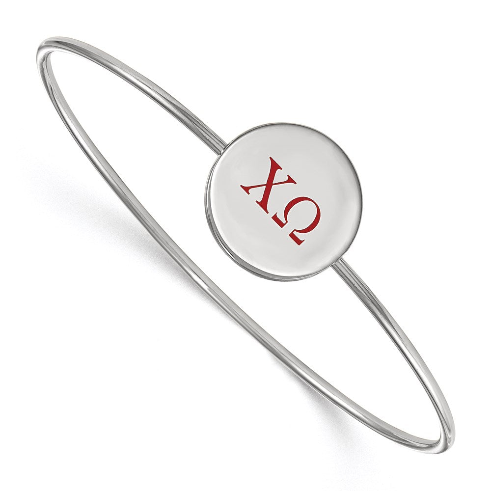 Sterlingsilber Rhodiniert Logoart Chi Omega Emailliert Schieber auf Armreif Armband