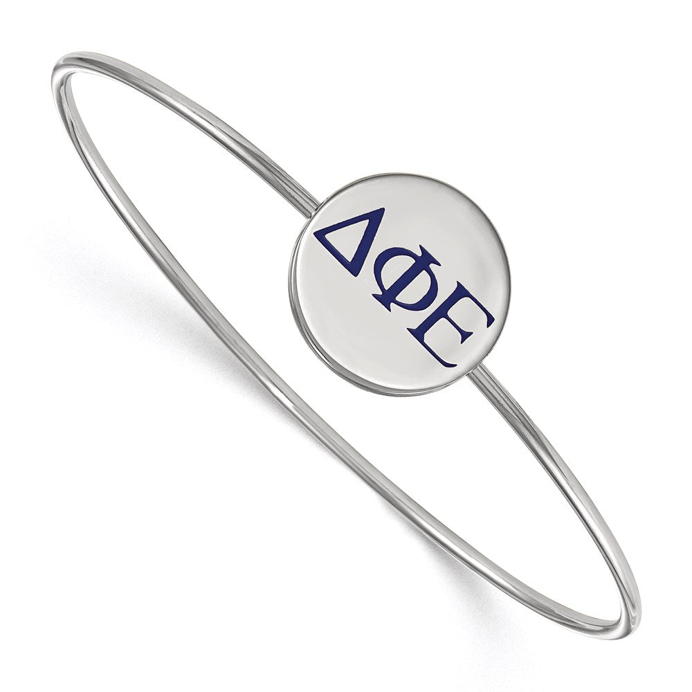 Sterlingsilber S. Rhodiniert Logoart Delta Phi Epsilon Emailliert Schieber auf Armreif Armband