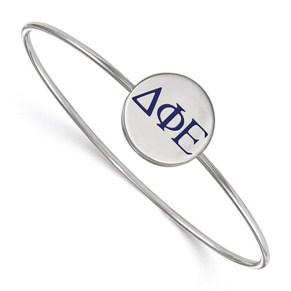 Sterlingsilber S. Rhodiniert Logoart Delta Phi Epsilon Emailliert Schieber auf Armreif Armband