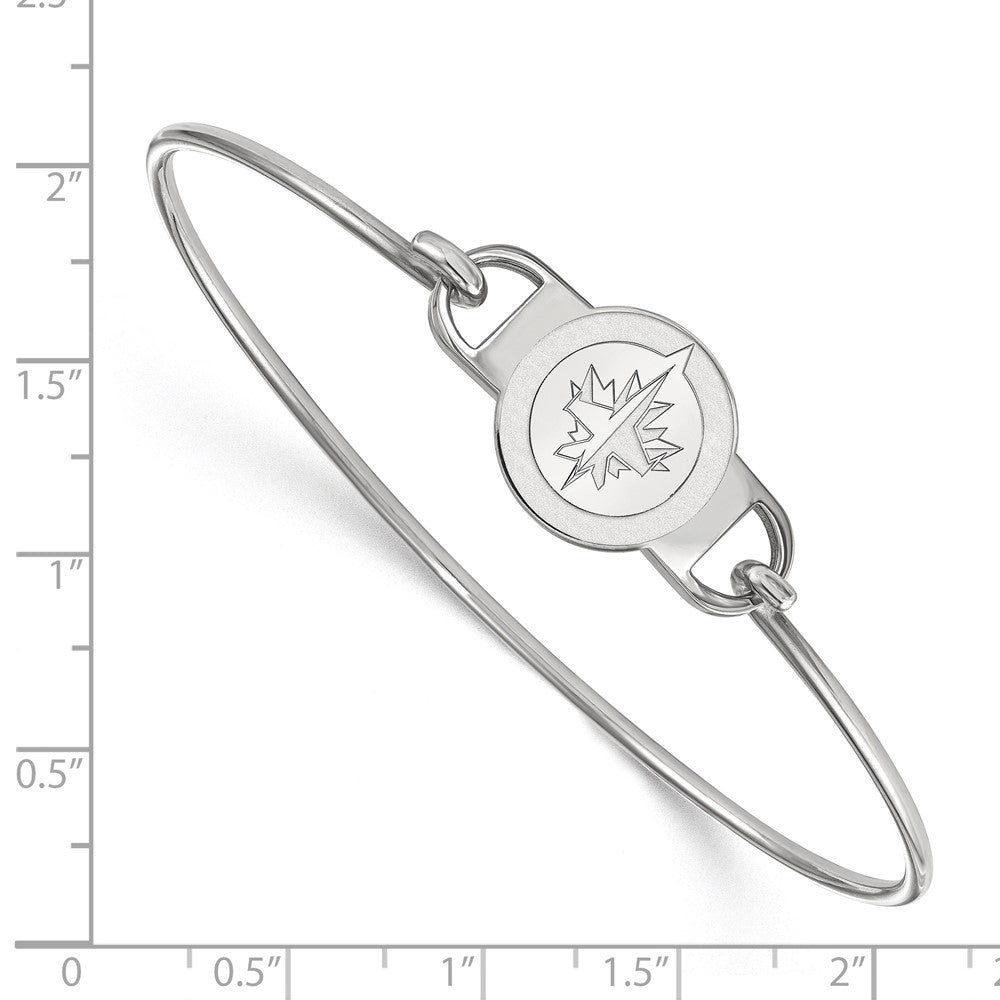 Sterlingsilber Rhodiniert Nhl Logoart Winnipeg Jets Klein Mittig 7 Zoll Draht Armreif