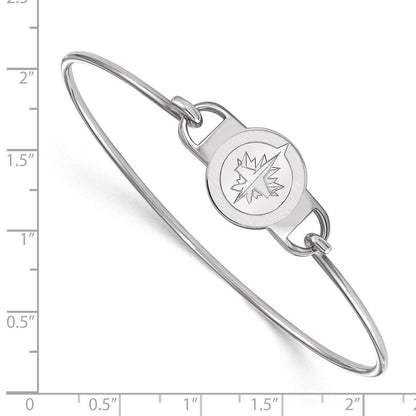 Sterlingsilber Rhodiniert Nhl Logoart Winnipeg Jets Klein Mittig 7 Zoll Draht Armreif