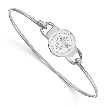 Sterlingsilber Rhodiniert Nhl Logoart Winnipeg Jets Klein Mittig 7 Zoll Draht Armreif