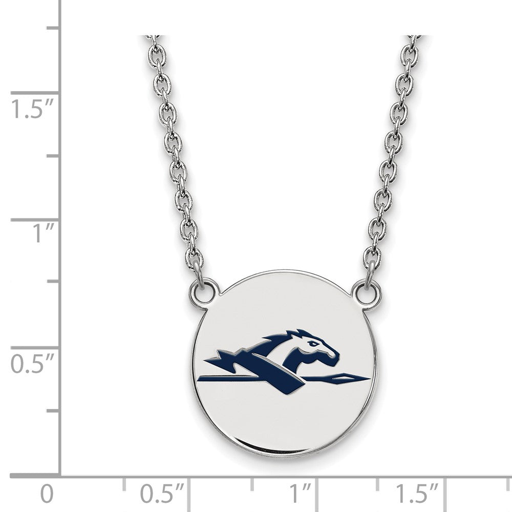 Sterlingsilber Rhodiniert Logoart Longwood University Pferd Groß Emailliert Plättchen 18 Zoll Halskette