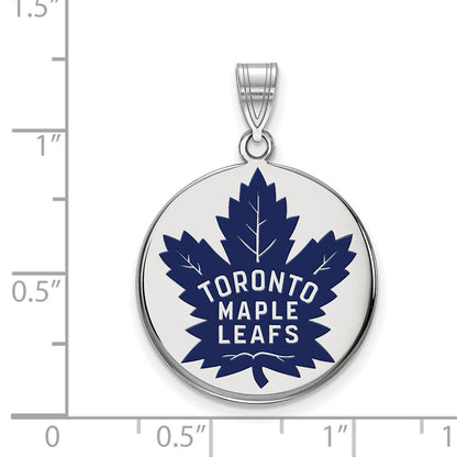 Sterlingsilber Rhodiniert Nhl Logoart Toronto Maple Leafs Groß Emailliert Plättchen Anhänger