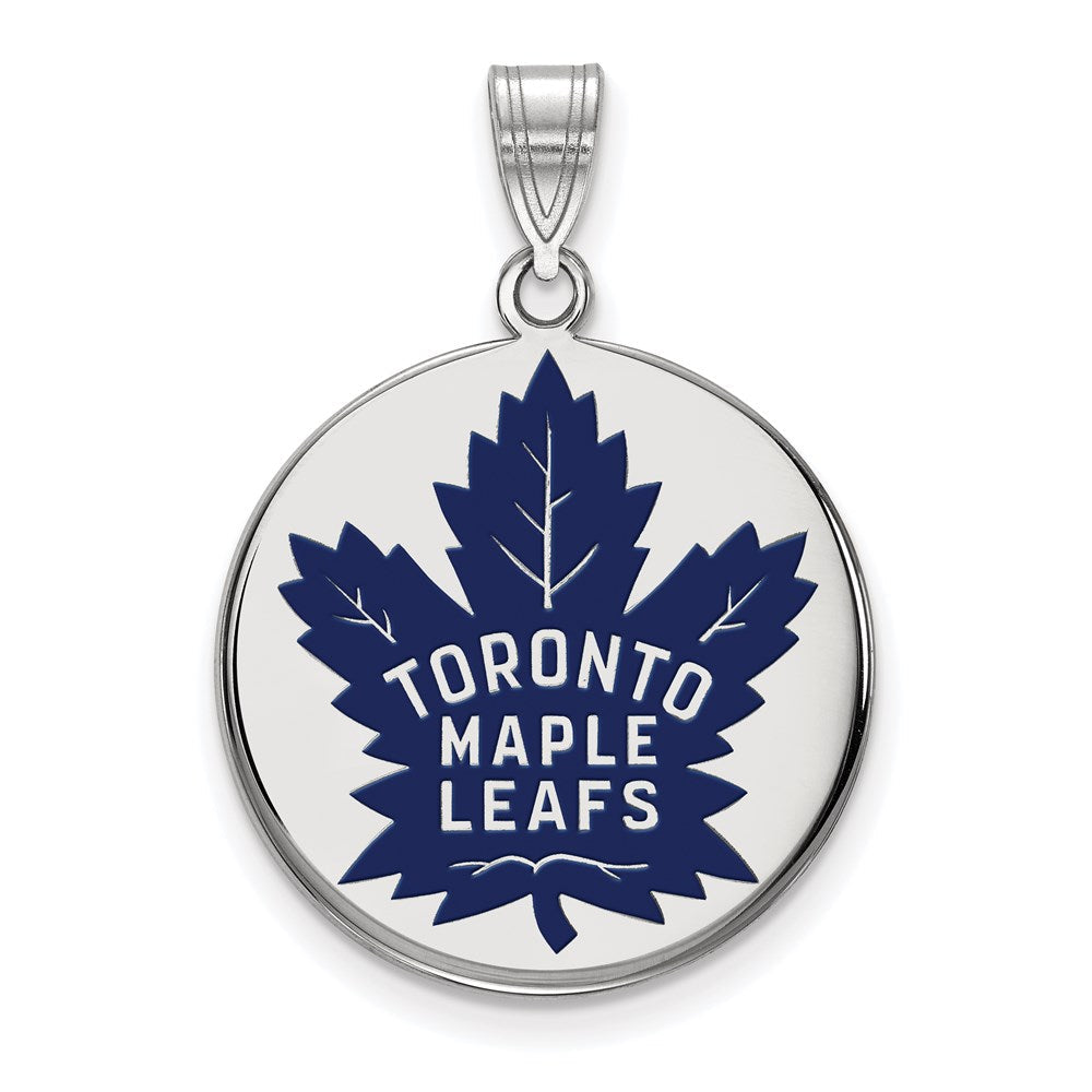 Sterlingsilber Rhodiniert Nhl Logoart Toronto Maple Leafs Groß Emailliert Plättchen Anhänger