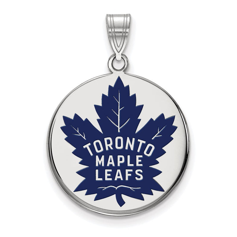 Sterlingsilber Rhodiniert Nhl Logoart Toronto Maple Leafs Groß Emailliert Plättchen Anhänger