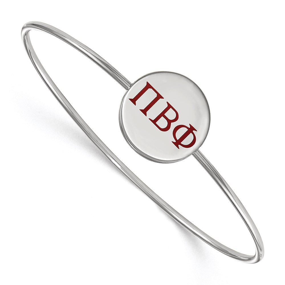 Sterlingsilber Rhodiniert Logoart Pi Beta Phi Emailliert Schieber auf Armreif Armband