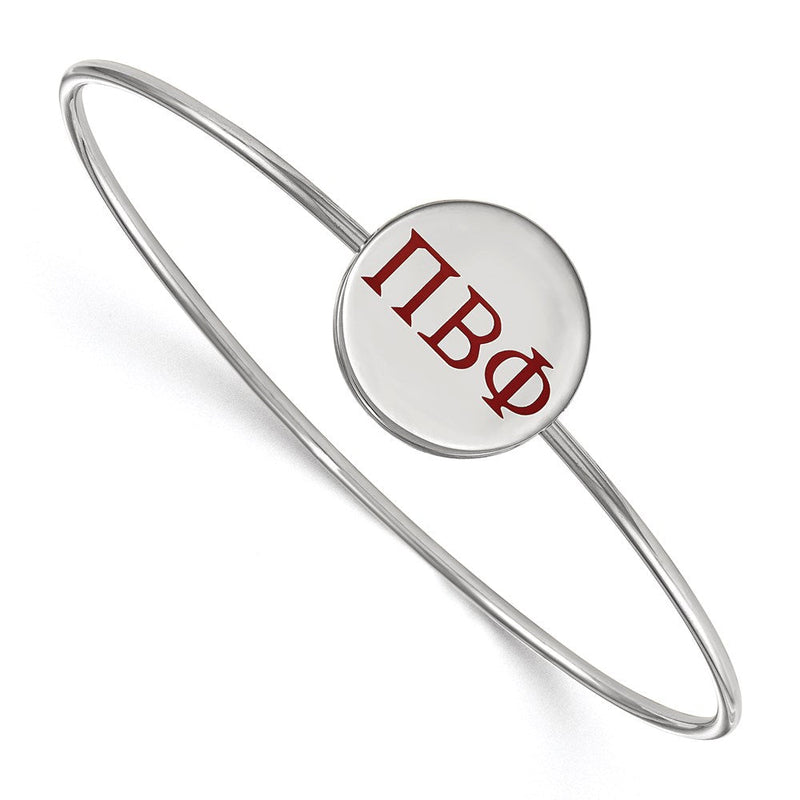 Sterlingsilber Rhodiniert Logoart Pi Beta Phi Emailliert Schieber auf Armreif Armband