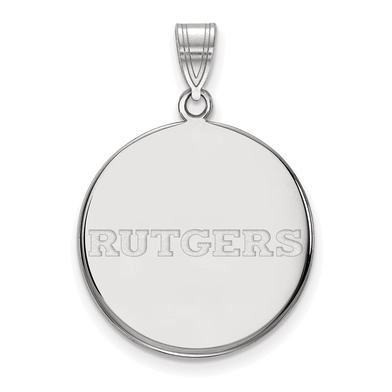 10K Weißgold Logoart Rutgers University Groß Plättchen Anhänger