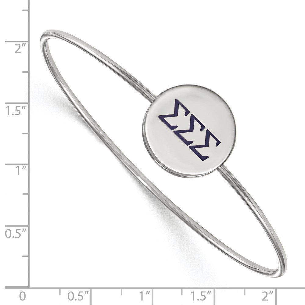 Sterlingsilber S. Rhodiniert Logoart Sigma Emailliert Schieber auf Armreif Armband