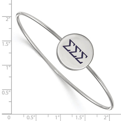 Sterlingsilber S. Rhodiniert Logoart Sigma Emailliert Schieber auf Armreif Armband