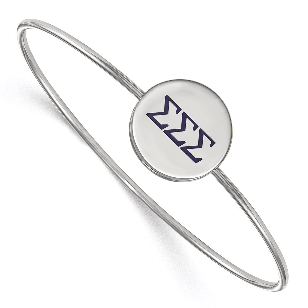 Sterlingsilber S. Rhodiniert Logoart Sigma Emailliert Schieber auf Armreif Armband