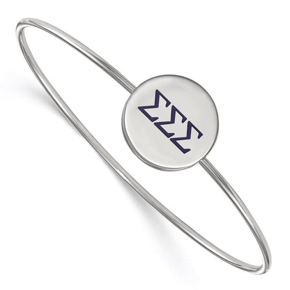 Sterlingsilber S. Rhodiniert Logoart Sigma Emailliert Schieber auf Armreif Armband
