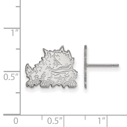 Sterlingsilber Rhodiniert Logoart Texas Christlich University Gehörnt Frosch Klein Ohrstecker