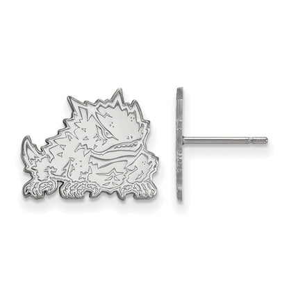 Sterlingsilber Rhodiniert Logoart Texas Christlich University Gehörnt Frosch Klein Ohrstecker