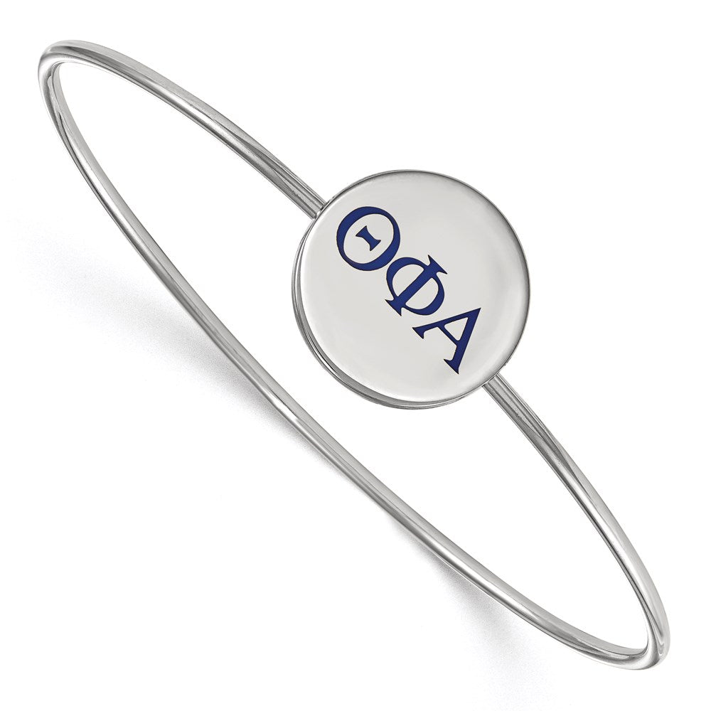 Sterlingsilber Rhodiniert Logoart Theta Phi Alpha Emailliert Schieber auf Armreif Armband