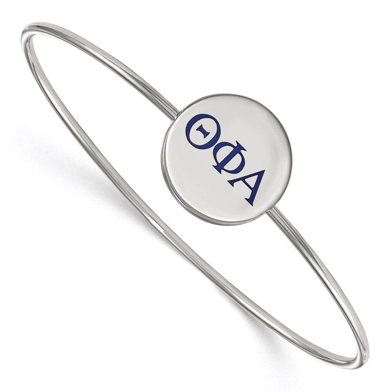 Sterlingsilber Rhodiniert Logoart Theta Phi Alpha Emailliert Schieber auf Armreif Armband