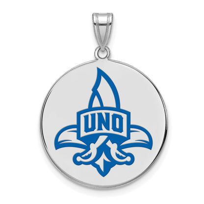 Sterlingsilber Rhodiniert Logoart University Of New Orleans Privateers Extra Groß Emailliert Plättchen Anhänger