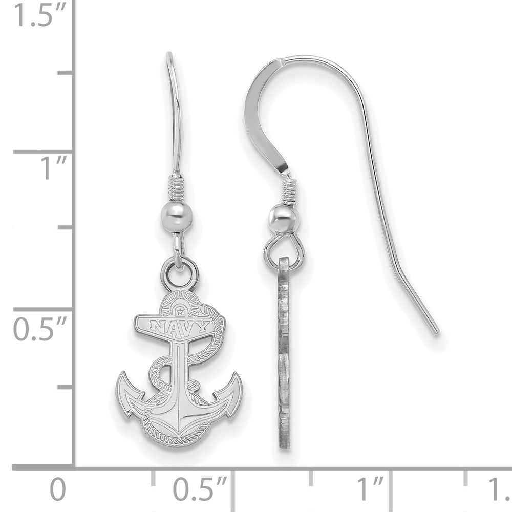 Sterlingsilber Rhodiniert Logoart Us Naval Akademie Anker Klein Hängend Draht Ohrringe