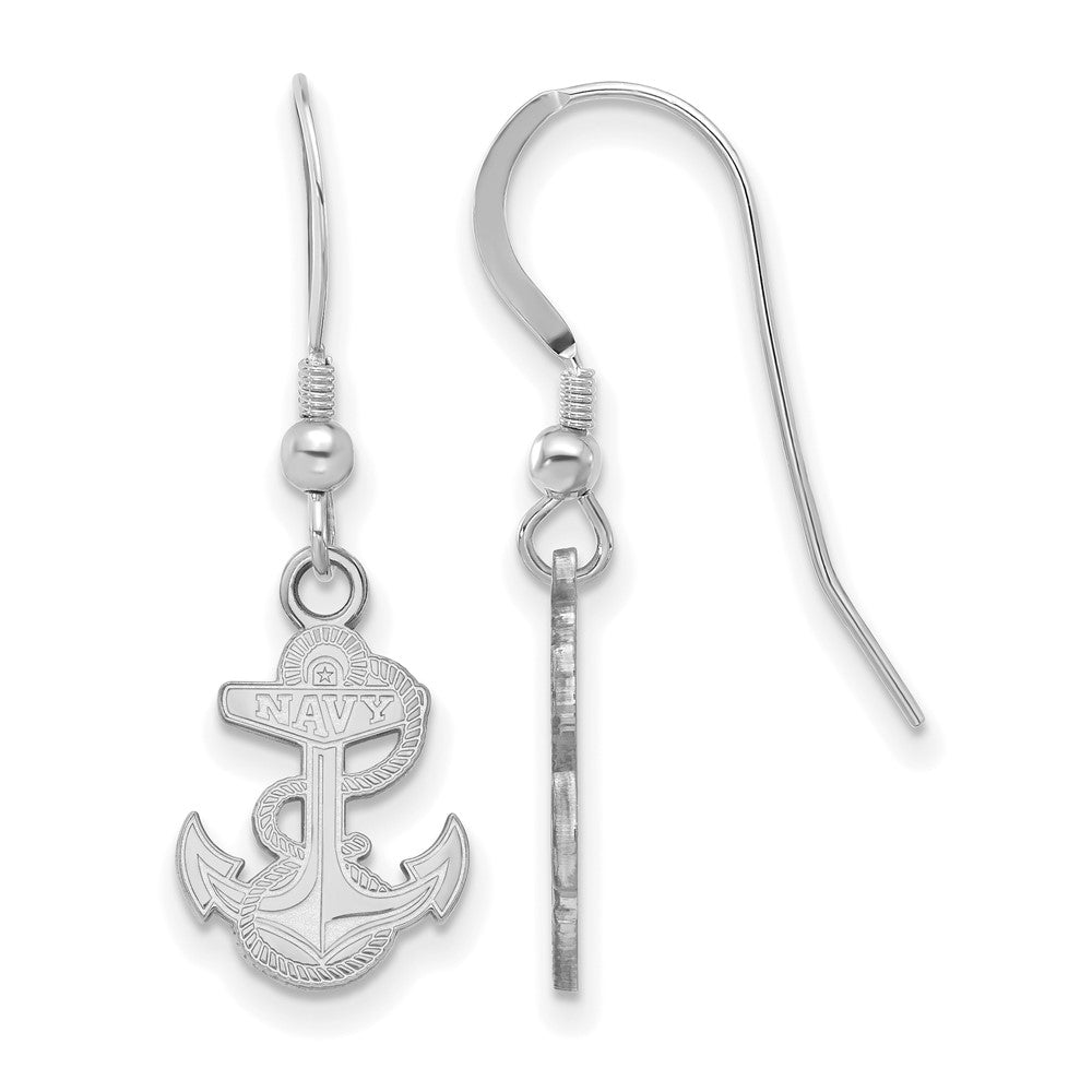 Sterlingsilber Rhodiniert Logoart Us Naval Akademie Anker Klein Hängend Draht Ohrringe