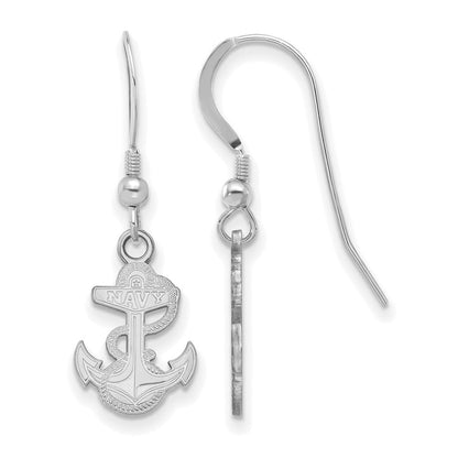 Sterlingsilber Rhodiniert Logoart Us Naval Akademie Anker Klein Hängend Draht Ohrringe