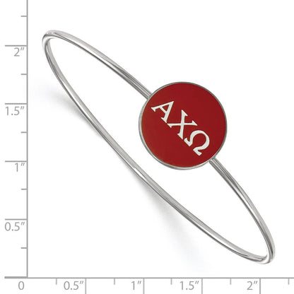 Sterlingsilber Rhodiniert Logoart Alpha Chi Omega Emailliert Schieber auf Armreif Armband