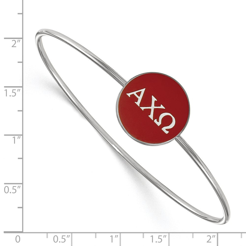 Sterlingsilber Rhodiniert Logoart Alpha Chi Omega Emailliert Schieber auf Armreif Armband