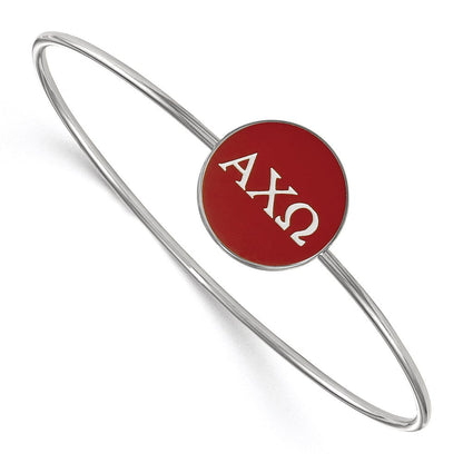 Sterlingsilber Rhodiniert Logoart Alpha Chi Omega Emailliert Schieber auf Armreif Armband