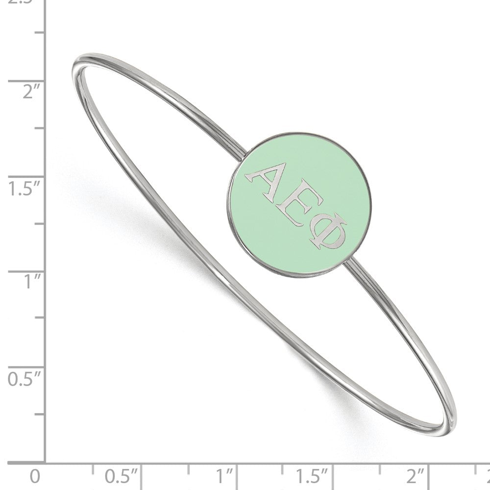 Sterlingsilber S. Rhodiniert Logoart Alpha Epsilon Phi Emailliert Schieber auf Armreif Armband