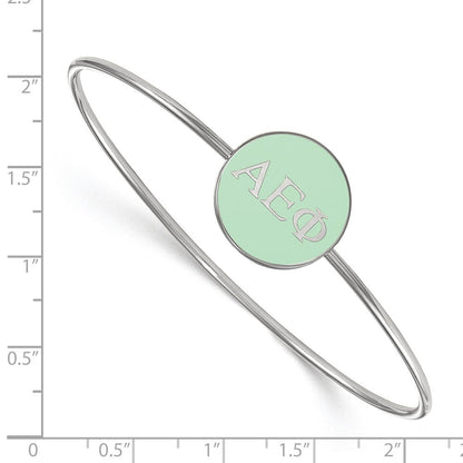 Sterlingsilber S. Rhodiniert Logoart Alpha Epsilon Phi Emailliert Schieber auf Armreif Armband