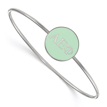 Sterlingsilber S. Rhodiniert Logoart Alpha Epsilon Phi Emailliert Schieber auf Armreif Armband