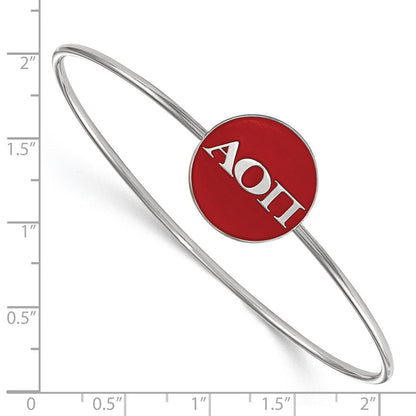 Sterlingsilber S. Rhodiniert Logoart Alpha Omicron Pi Emailliert Schieber-on Armreif