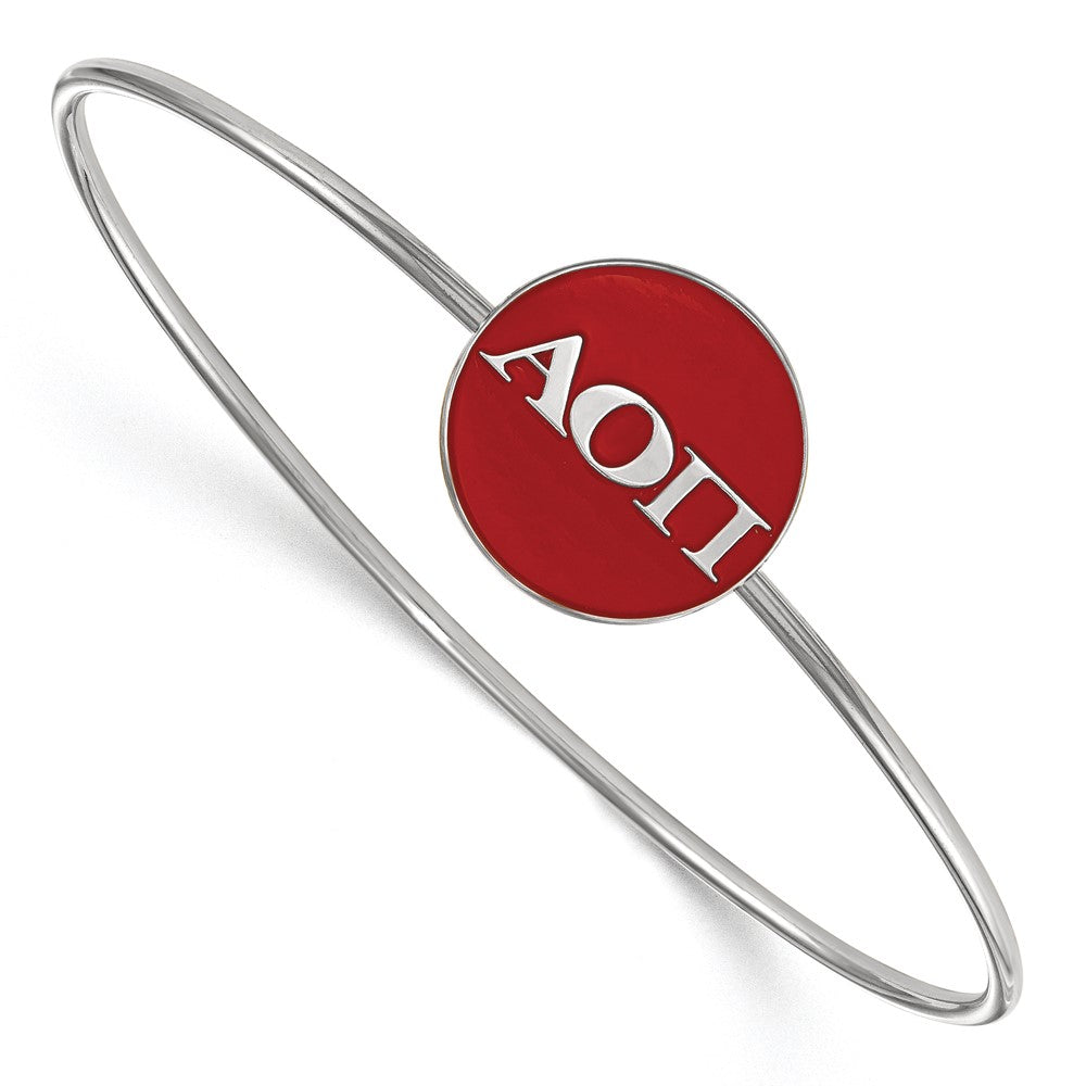 Sterlingsilber S. Rhodiniert Logoart Alpha Omicron Pi Emailliert Schieber-on Armreif