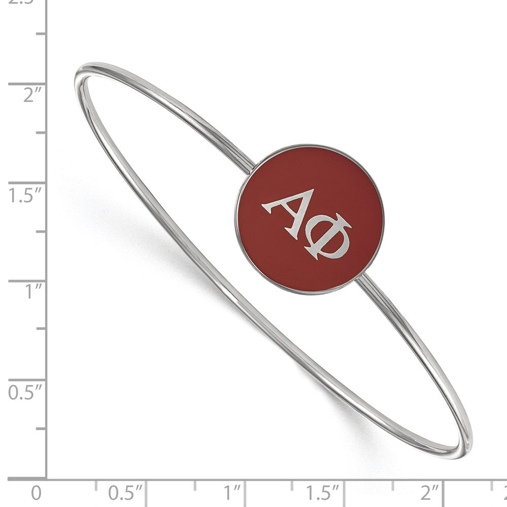 Sterlingsilber Rhodiniert Logoart Alpha Phi Emailliert Schieber auf Armreif Armband