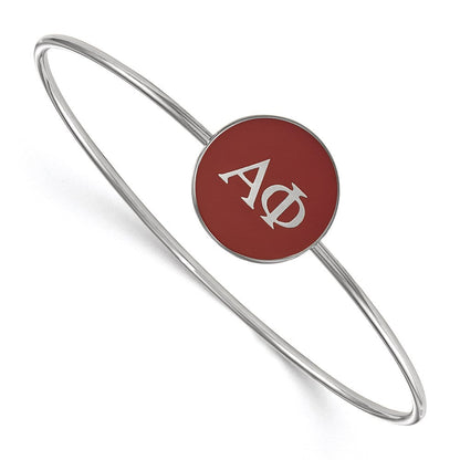Sterlingsilber Rhodiniert Logoart Alpha Phi Emailliert Schieber auf Armreif Armband