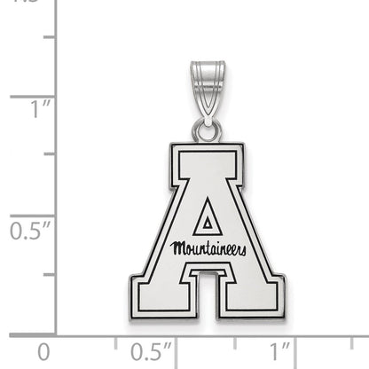 Sterlingsilber Rhodiniert Logoart Appalachian State University Emailliert Groß Anhänger